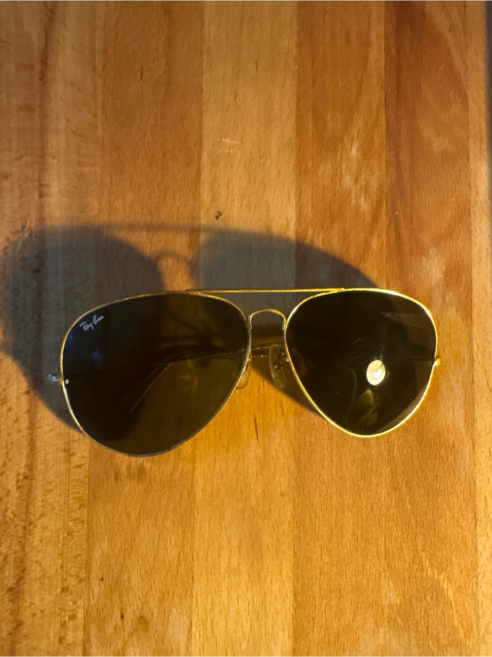 Vintage 1960s Bausch & Lomb Ray-Ban Bullet Hole Shooter Aviators USA Gold Frame